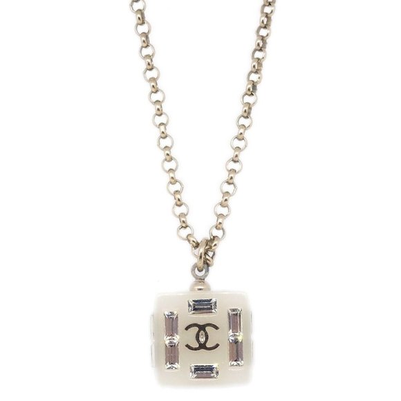 Chanel Gold Chain Pendant Necklace Rhinestone